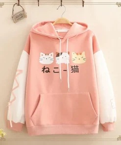 Kawaii Pink and White Hoodie