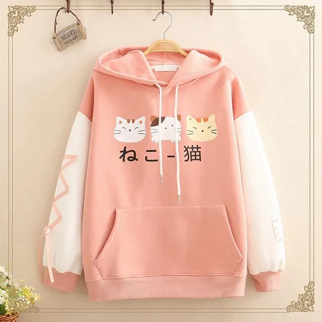 Kawaii Pink and White Hoodie